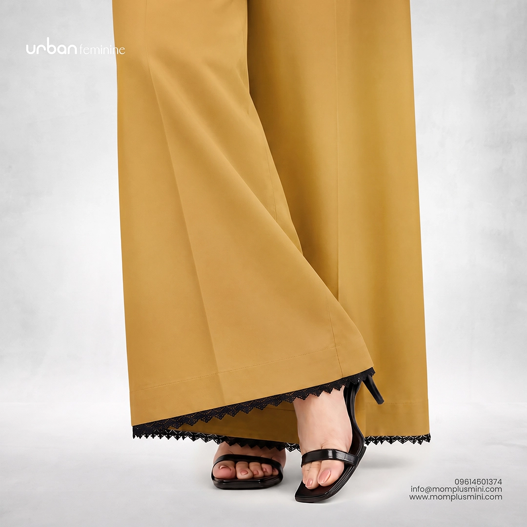 Aria Lace Wide-Leg Pant | Mustard Brown