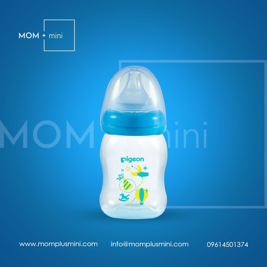 Pigeon Softouch Peristaltic Nipple Clear PP Bottle Blue 160 ml