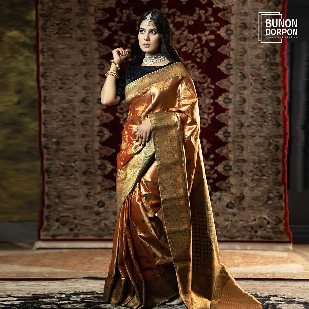 Copper Charm Heritage Silk Katan Saree